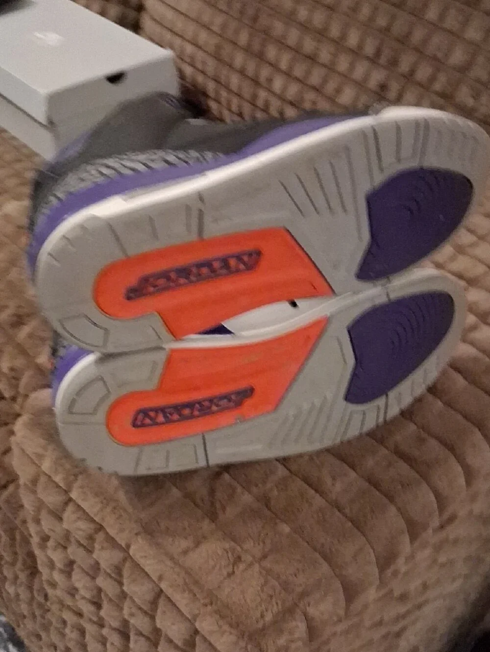 Jordan Men's Black and Purple Low-Top Athletic Sneakers with Orange Trim